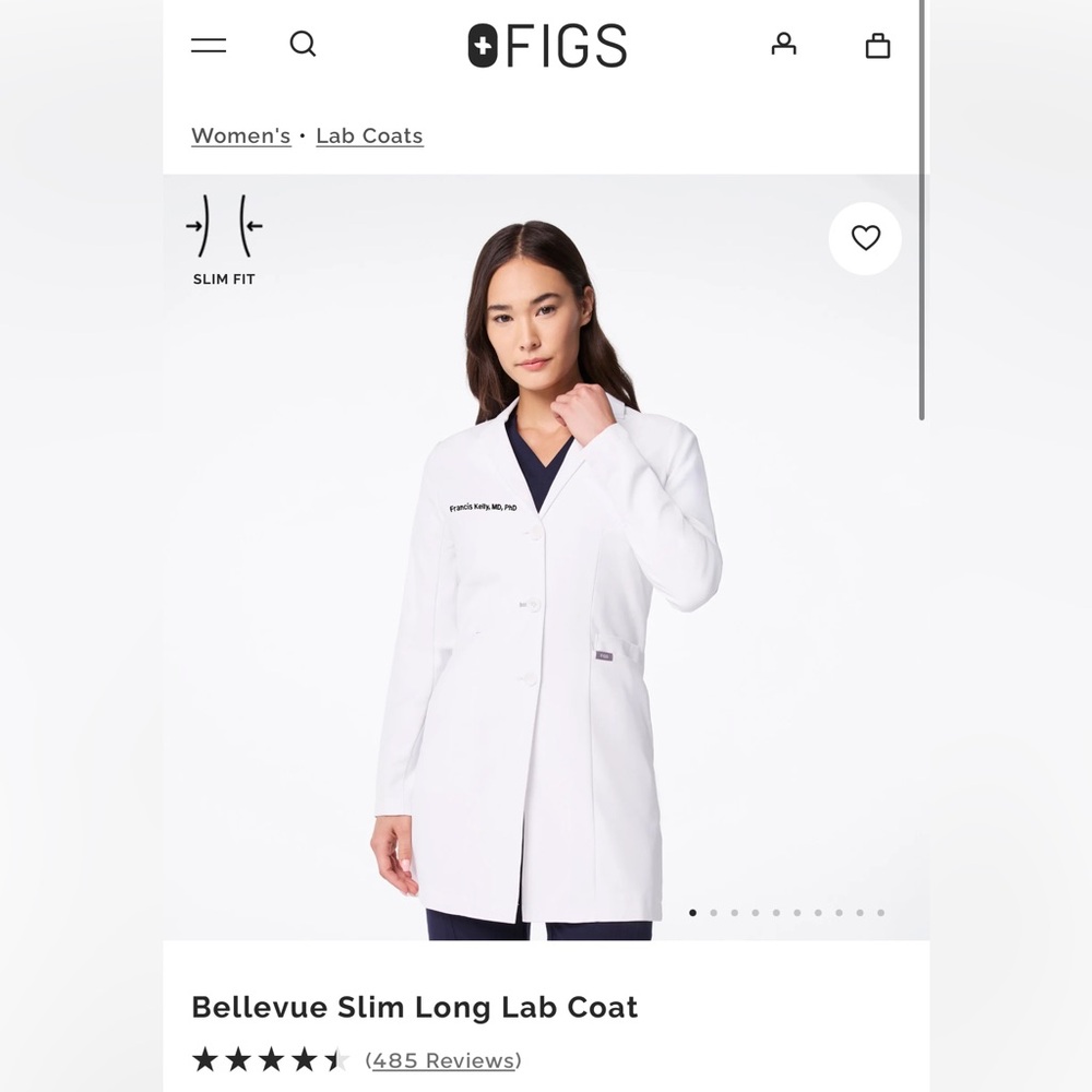 Figs Bellevue Slim Long Lab Coat - White